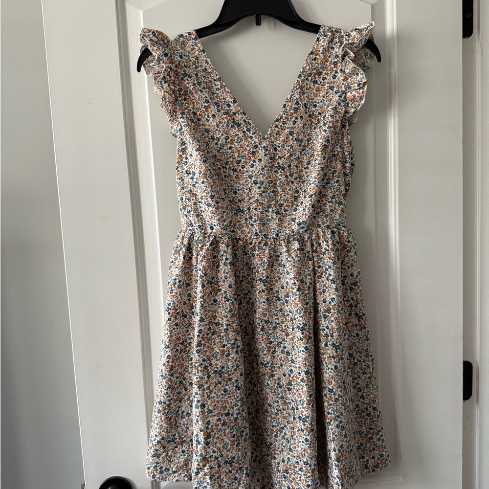 SHEIN Floral Mini Dress with Ruffle Sleeves